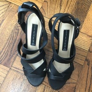 Steve Madden Strappy Black Wedges, Sandals, Shoes